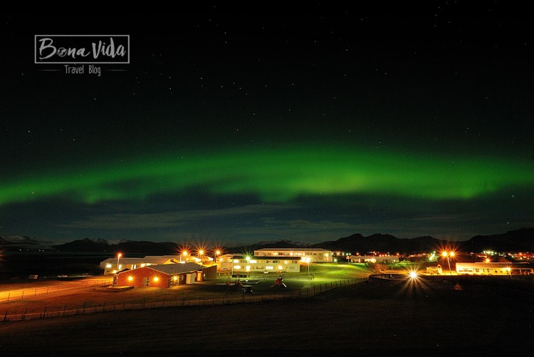 Aurora boreal al poble de Höfn