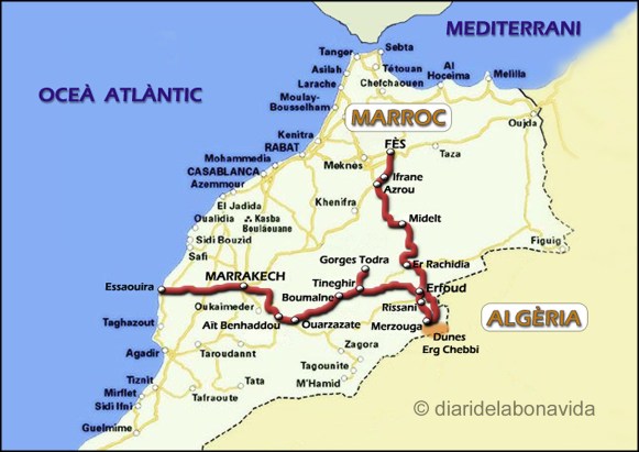 La nostra ruta pel Marroc. Clica per ampliar el mapa