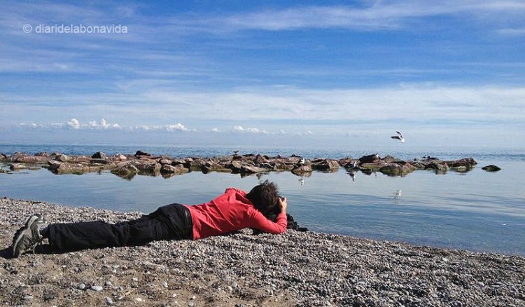 Uns es tomben a la sorra per prendre el sol, i d'altres com nosaltres, per fer fotos...