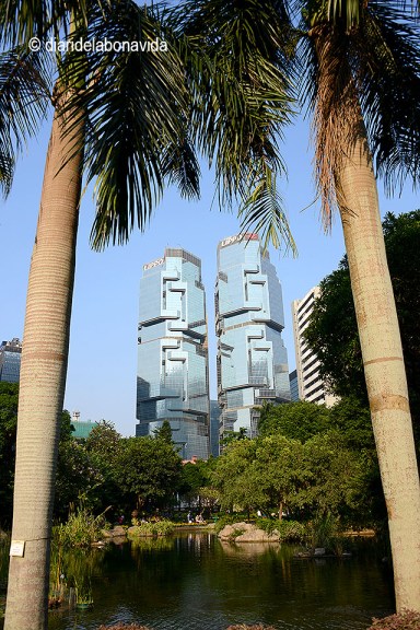 Vista de les torres bessones Lippo Centre des del HongKong Park