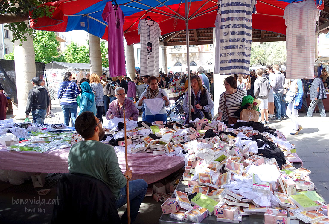 El mercat dels dijous s'ha fusionat amb les parades de llibres i roses