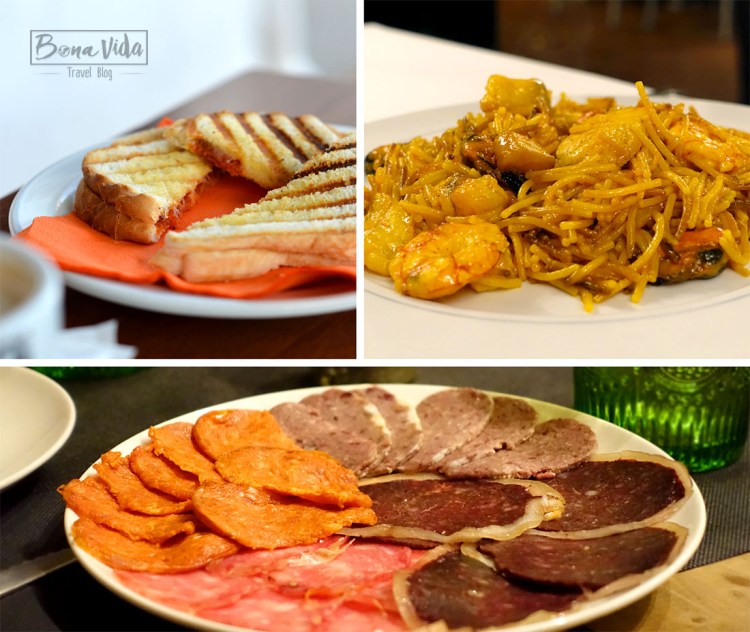 Gastronomia de l'illa: bikini menorquí (amb sobressada i formatge), arrossos i fideuas, embotits típics (camot, botifarró blanc, carn-i-xulla...)